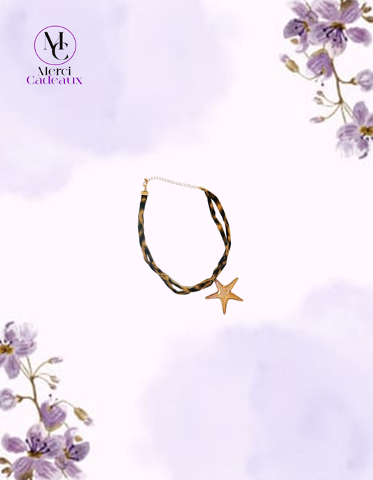 Collar de cadena de terciopelo y estrella de mar