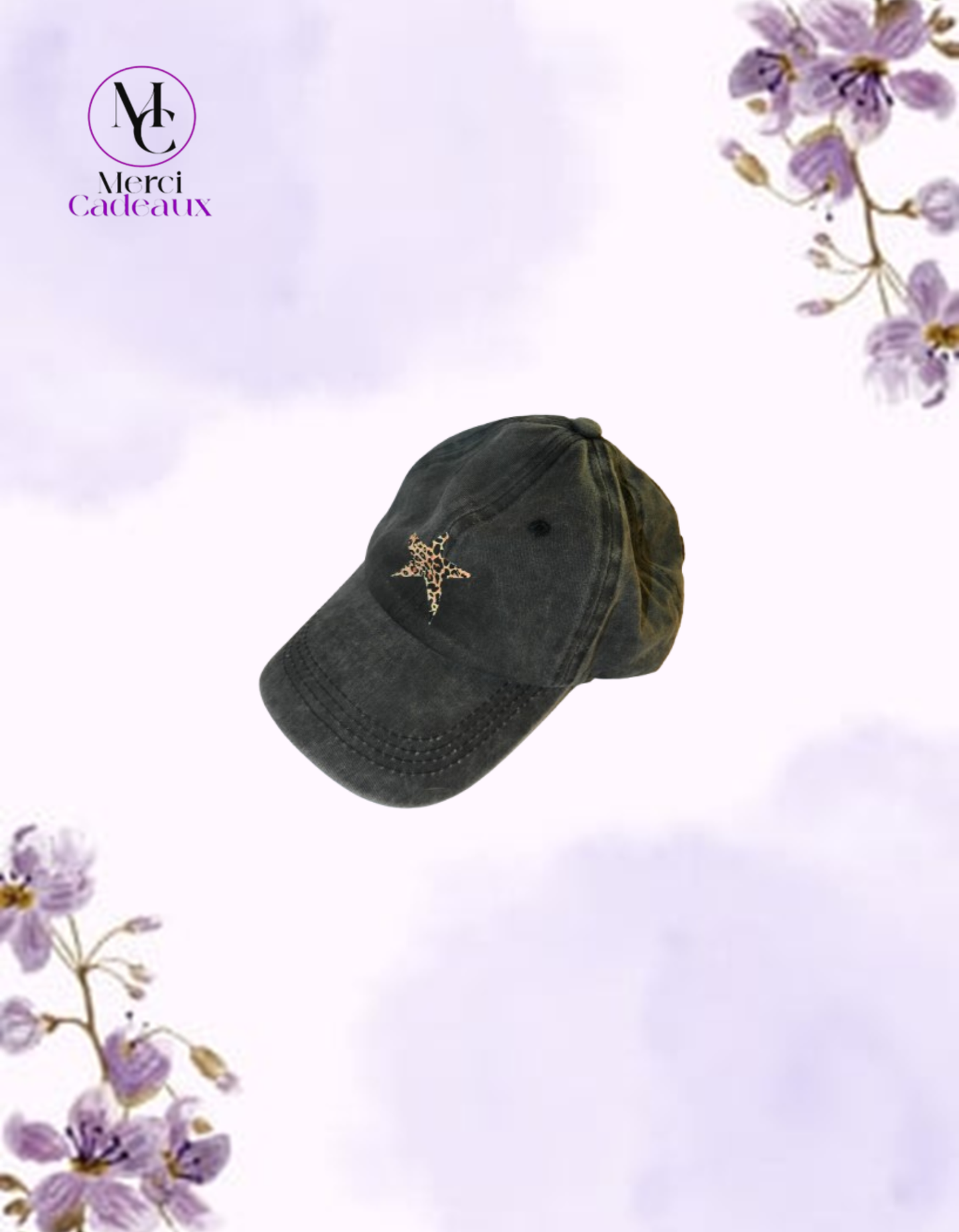 Gorra de béisbol retro con diseño de estrella con estampado de leopardo, ajustable