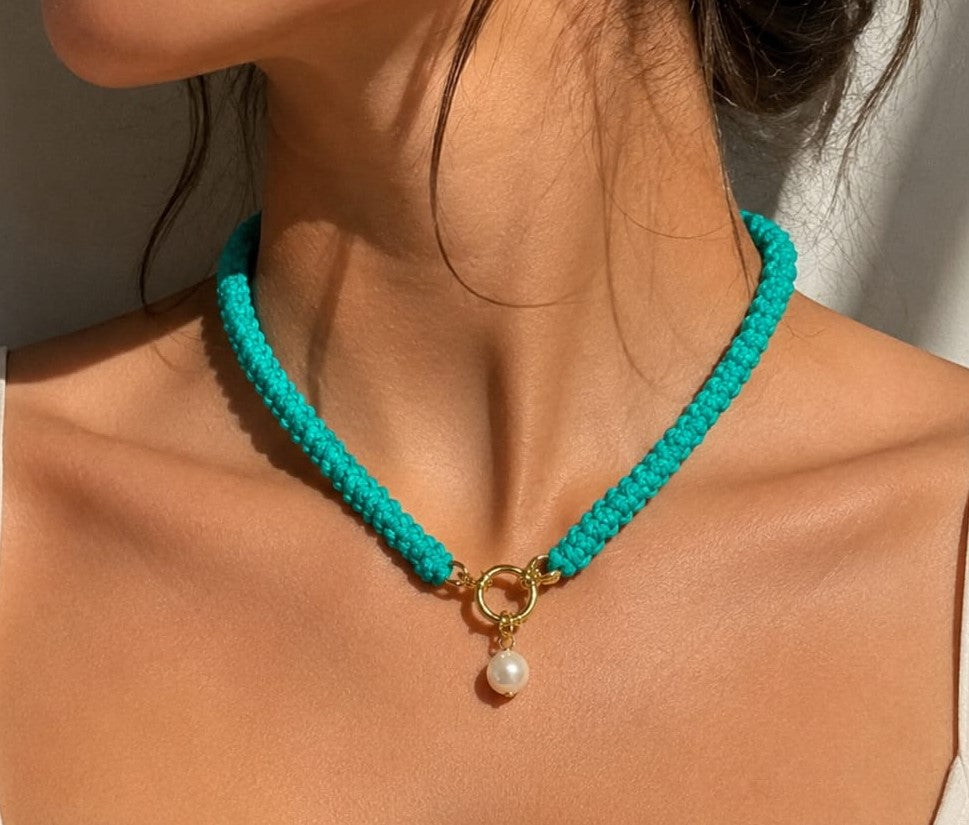 Collar Tejido Turquesa