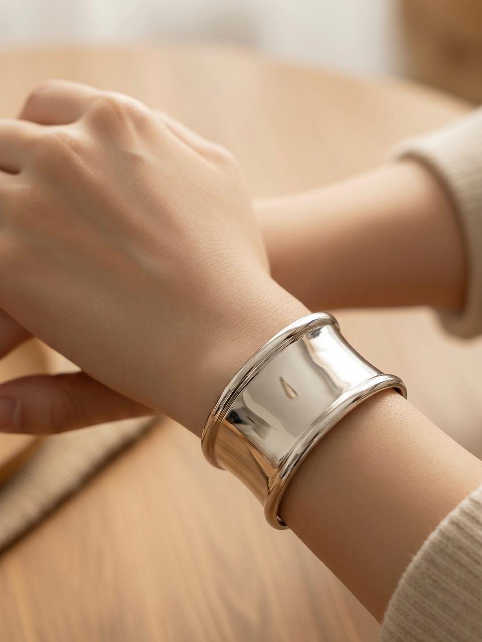 Pulsera esclava lisa plateada