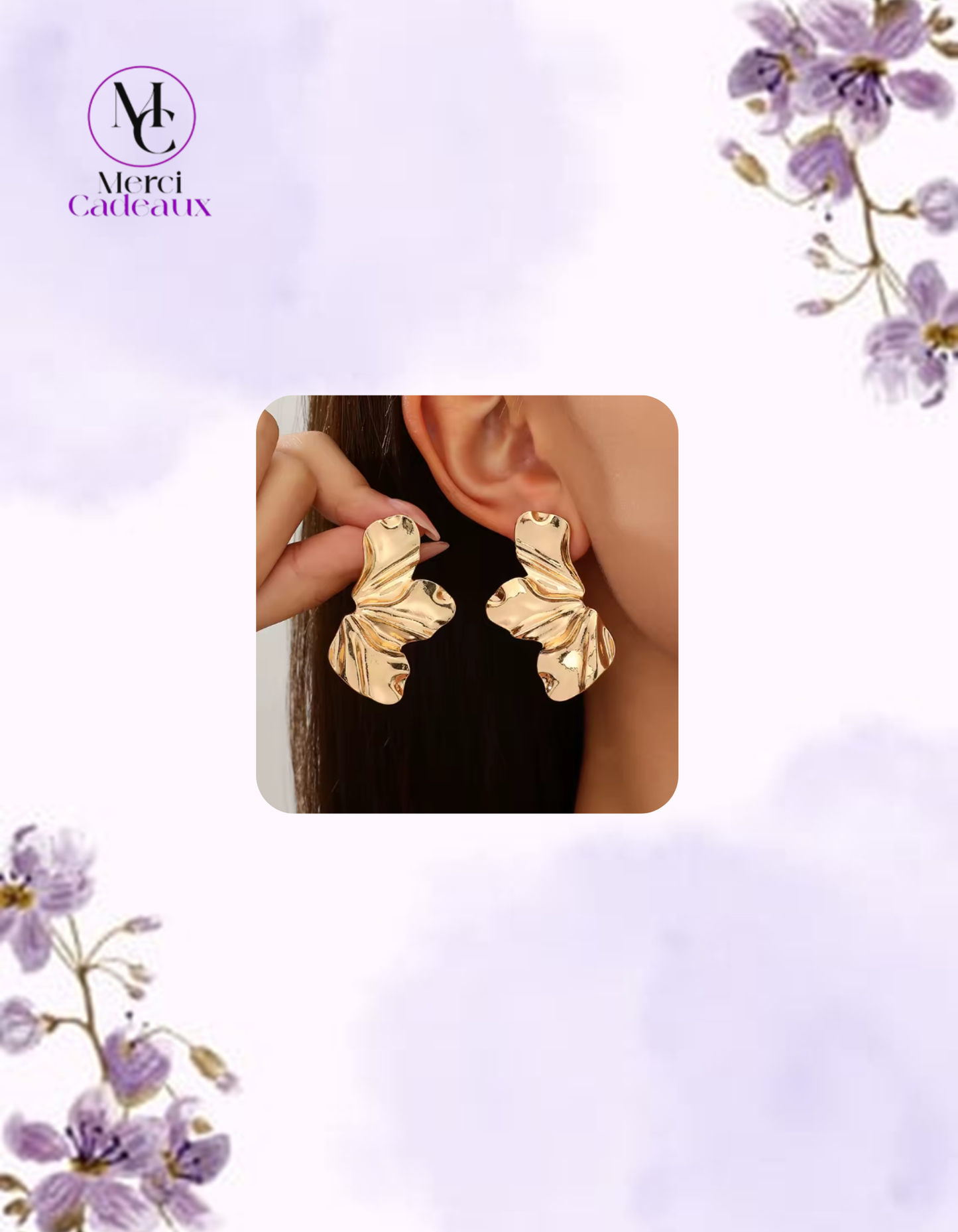 Pendientes de media flor y pétalos irregulares de acero inoxidable dorado