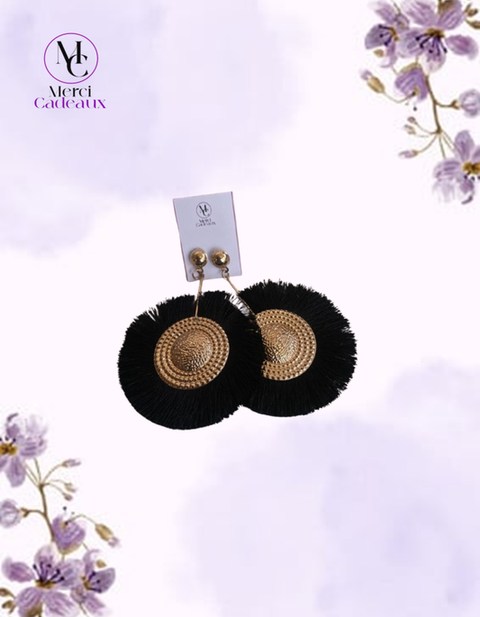 Pendientes de flecos lila o negro