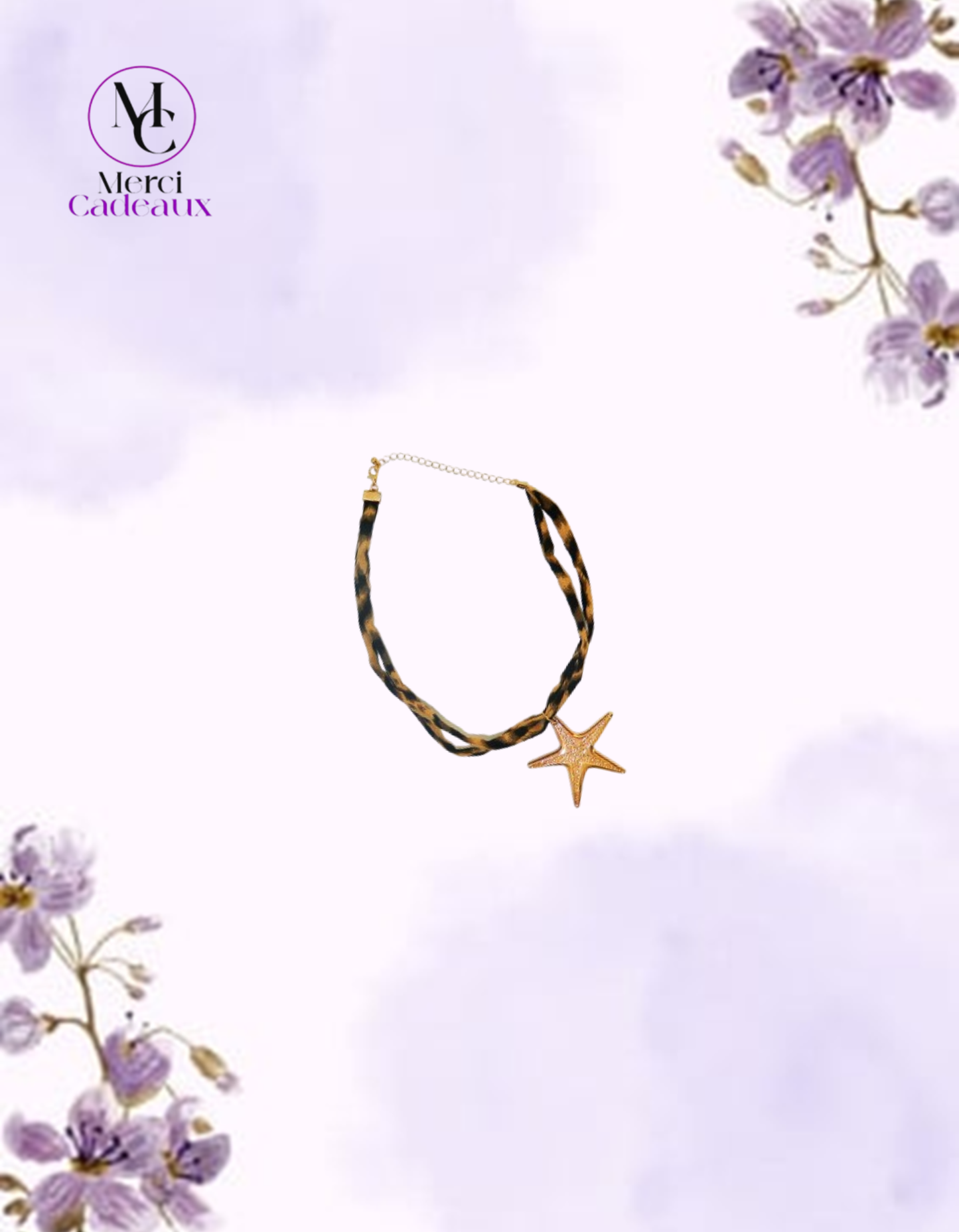 Collar de cadena de terciopelo y estrella de mar