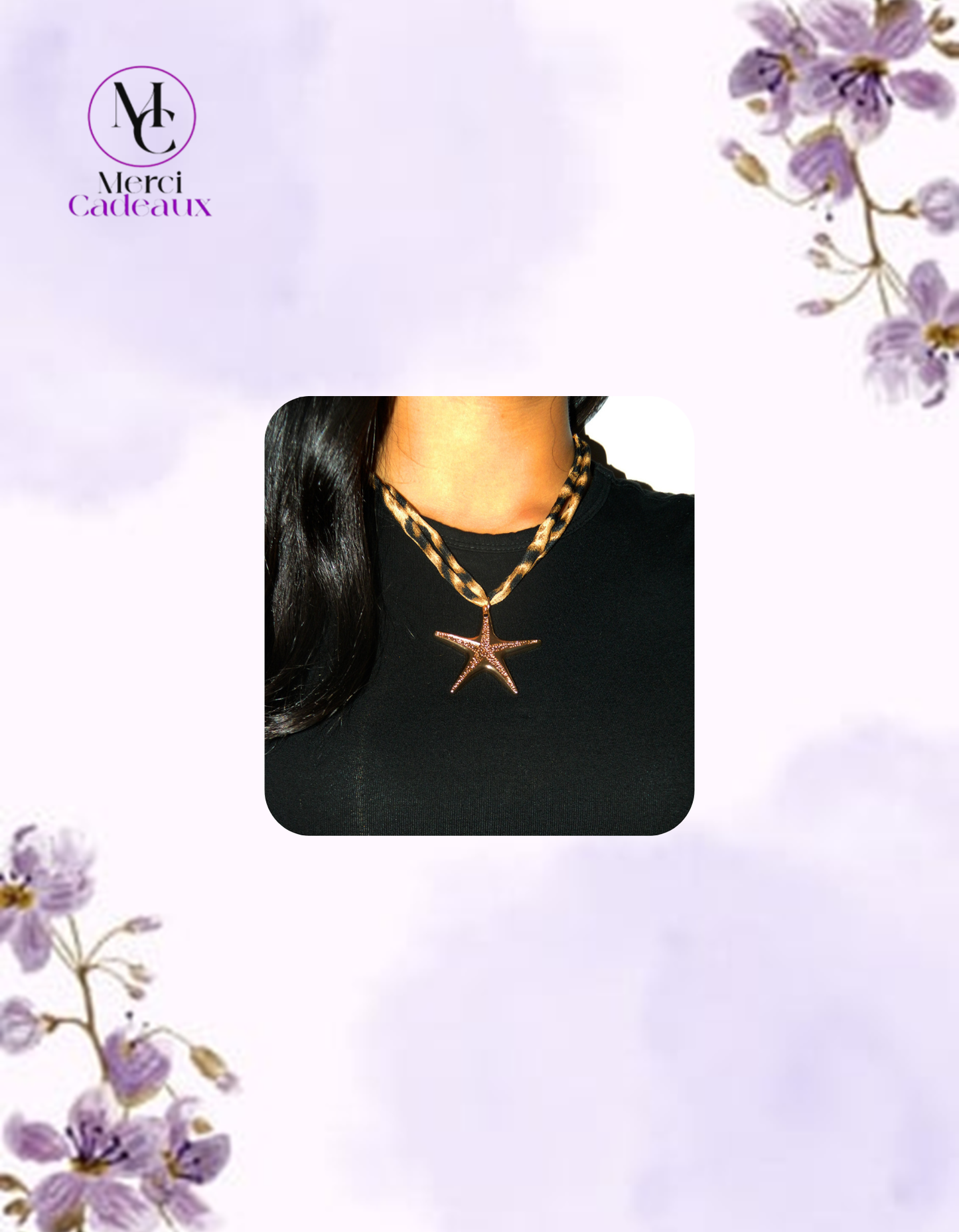 Collar de cadena de terciopelo y estrella de mar