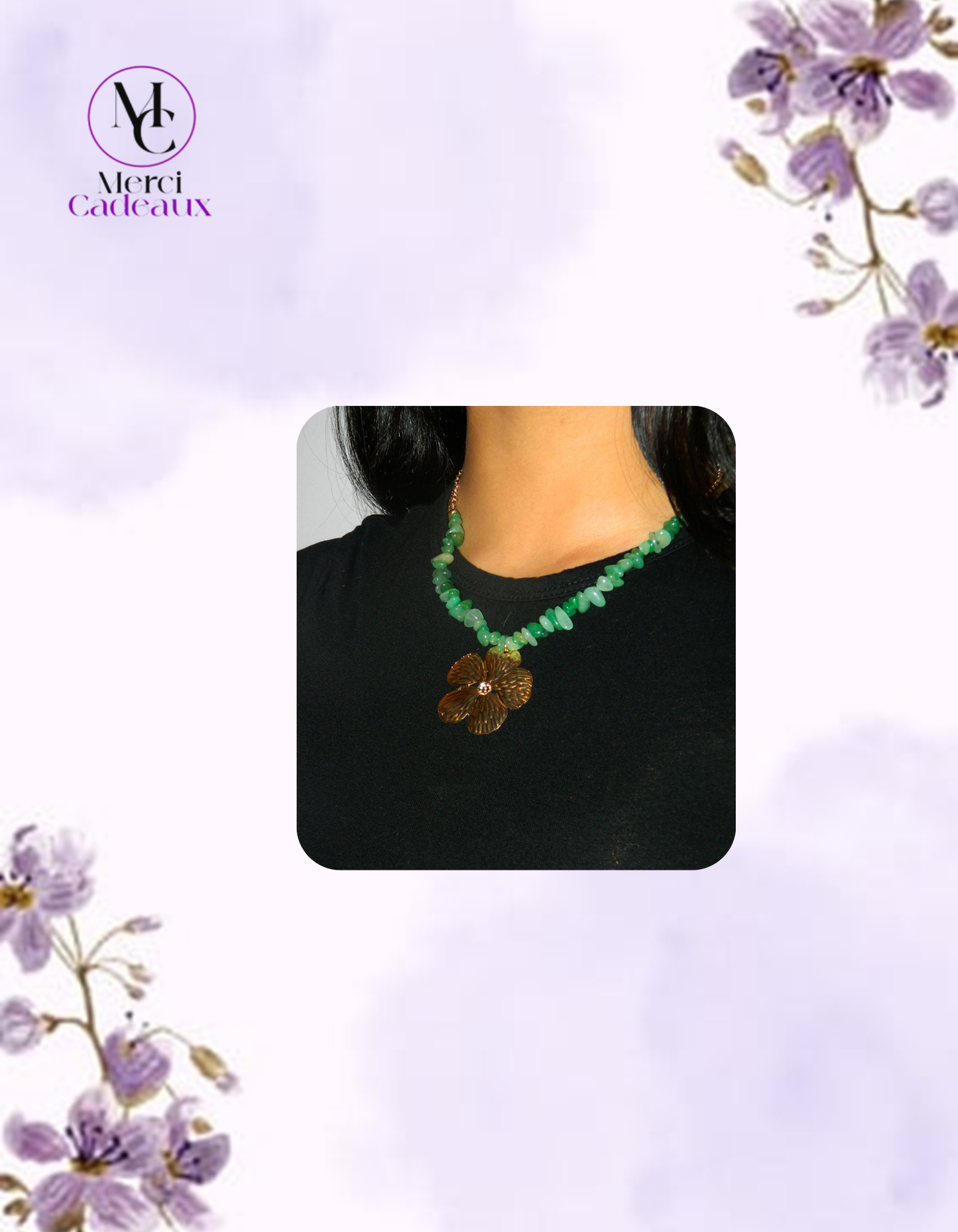 Collar con colgante de flor grande, cadena de piedras trituradas bohemias