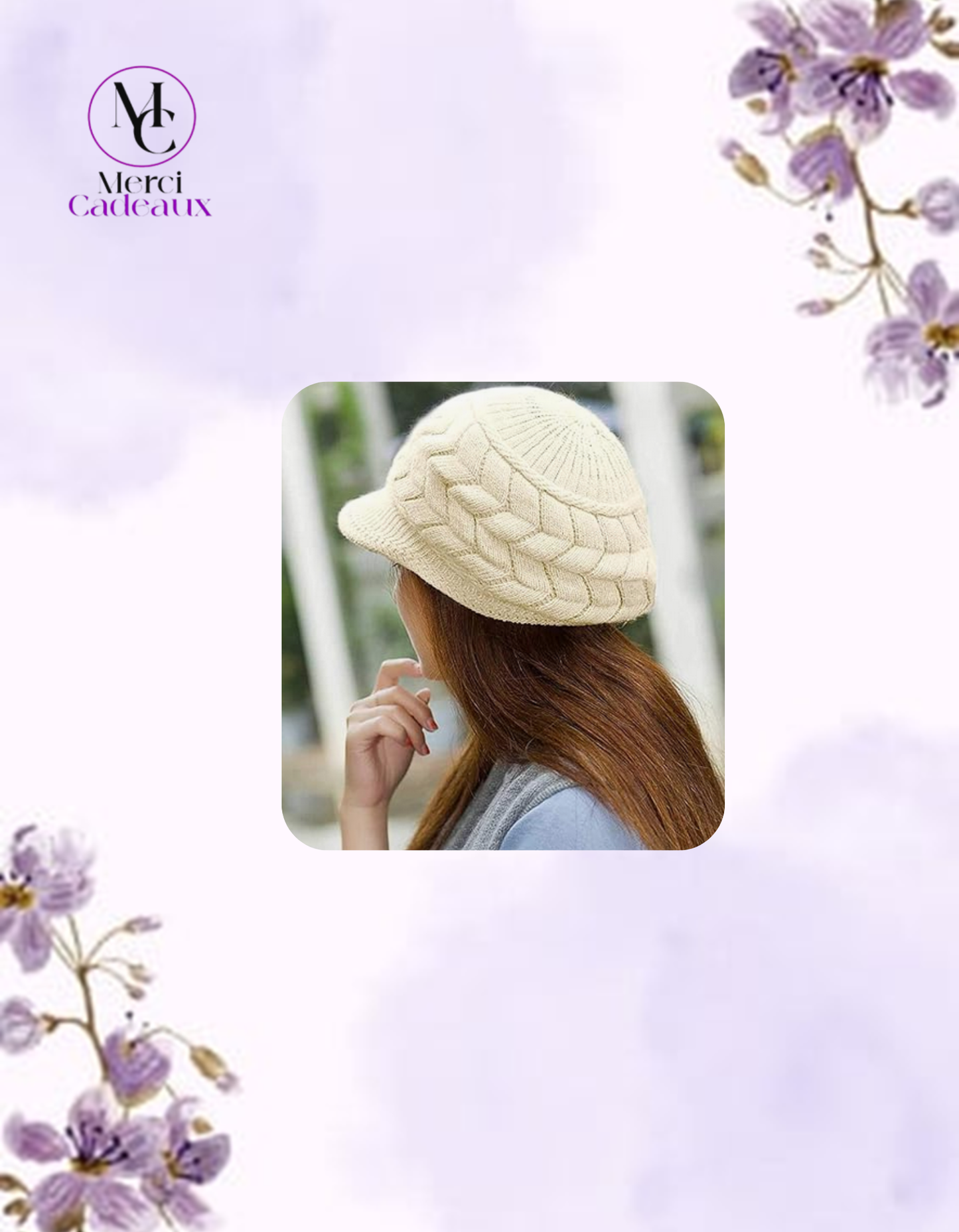 Gorro de punto cálido de invierno con visera