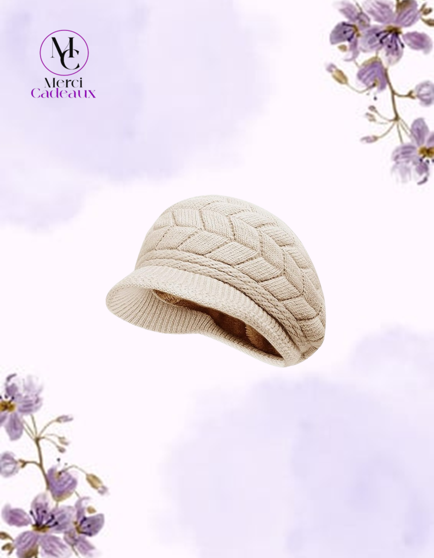 Gorro de punto cálido de invierno con visera