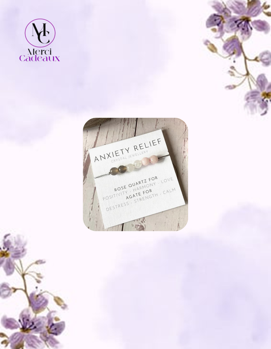 Pulsera de Cuarzo Rosa (armonía y amor) y Ágata (anti estrés) / ajustable